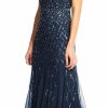 Online Adrianna Papell Adrianna Papell Women'S Short-Sleeve Grid Beaded Gown