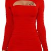 Clearance DAAWENXI Daawenxi Women'S Sexy Long Sleeve Cut Out Bodycon Ruched Party Club Mini Dress