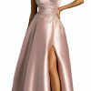 Wholesale VIPGIRL Women'S Formal Off Shoulder Satin A-Line Long Evening Dress, Elegant Sequin High Split Lace-Up Ball Gown