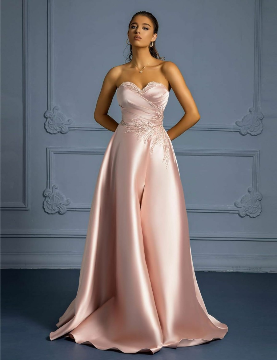 Wholesale VIPGIRL Women'S Formal Off Shoulder Satin A-Line Long Evening Dress, Elegant Sequin High Split Lace-Up Ball Gown