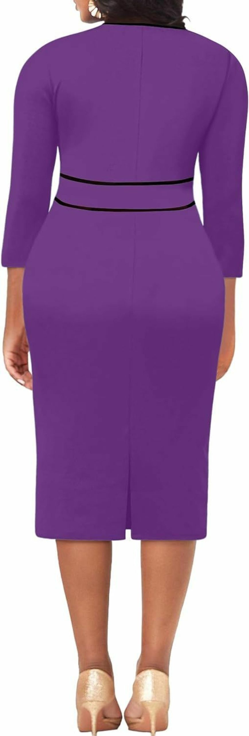 New FANDEE Fandee Plus Size Women'S Church Dresses Vintage Bodycon Elegant 3/4 Sleeve Pencil Dress