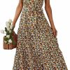 New PRETTYGARDEN Prettygarden Women'S Summer Floral Maxi Sun Dress Sleeveless Halter Neck Flowy Ruffle Hem Long Boho Dresses With Belt