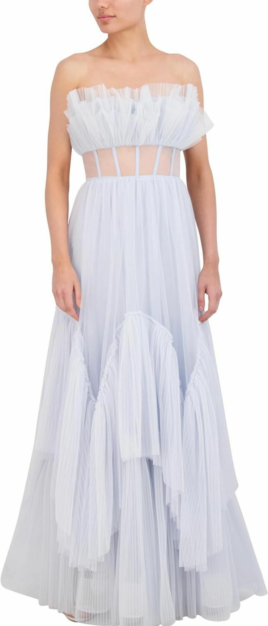 Hot BCBGMAXAZRIA Bcbgmaxazria Women'S Strapless Sweetheart Neck Evening Maxi Dress With Tiered Ruffle Skirt