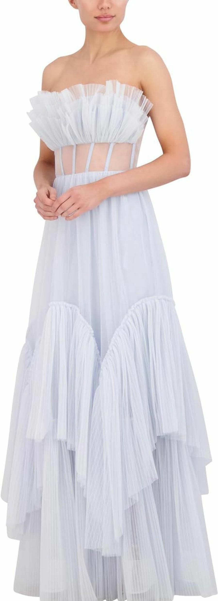 Hot BCBGMAXAZRIA Bcbgmaxazria Women'S Strapless Sweetheart Neck Evening Maxi Dress With Tiered Ruffle Skirt