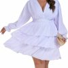 Wholesale Carrdc Plus Size Dresses For Curvy Women Long Lantern Sleeve Elastic Waist Dress