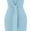 Hot GRACE KARIN Grace Karin Women'S Summer Midi Dresses Cap Sleeve Tie Waist Work Dress Slit V-Neck Bodycon Dress Business Casual Outfits