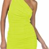 Clearance LYANER Lyaner Women'S Sexy One Shoulder Ruched Sleeveless Bodycon Mini Short Dress