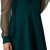 Wholesale WDIRARA Wdirara Women'S Plus Size Sheer Mesh Long Sleeve A Line Flared Elegant Mini Dress