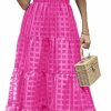 New PRETTYGARDEN Prettygarden Women'S Casual Summer Midi Dress Puffy Short Sleeve Square Neck Smocked Tiered Ruffle Dresses