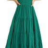 Hot CFLONGE Cflonge Women'S 2024 Summer Casual Boho Beach Dress Square Neck Puff Sleeve High Waist Ruffle Flowy A Line Maxi Sun Dresses