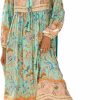 New R.Vivimos R.Vivimos Women'S Long Sleeve Floral Print Retro V Neck Tassel Bohemian Midi Dresses