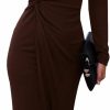 Best SHIBEVER Shibever Women'S Long Sleeve Dress: Midi Casual V Neck Dresses Twist Waist Ribbed Knit Bodycon Slit Cocktail Party Dress