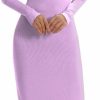 New AYWA Aywa Women'S Long Sleeve Square Neck Maxi Dress Ribbed Knitted Soft Lounge Bodycon Dress