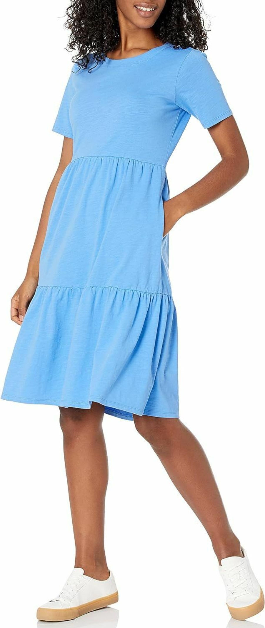 Hot Amazon Essentials Amazon Essentials Women'S Short-Sleeve Crewneck Tiered Dress