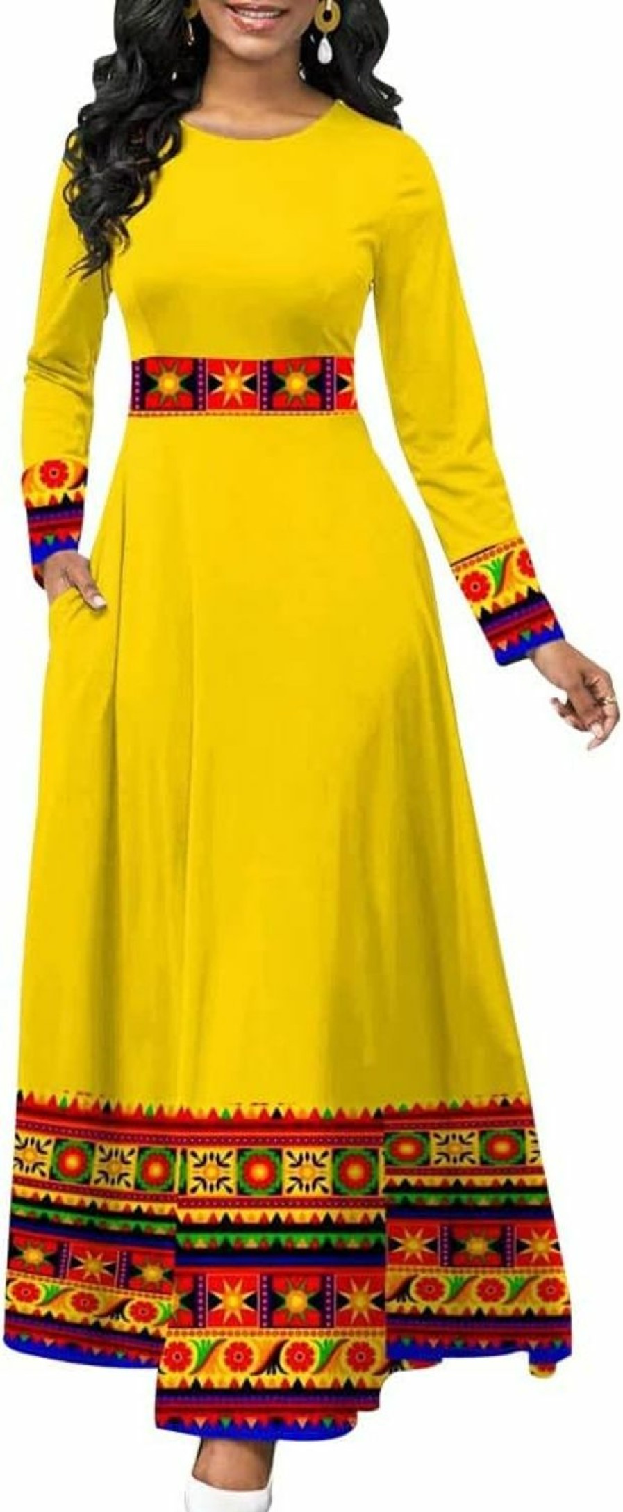 Wholesale SperLucky Sperlucky Maxi Dresses For Women Long Sleeve Dress Casual Round Neck Floral Print Loose Party Dress 2023