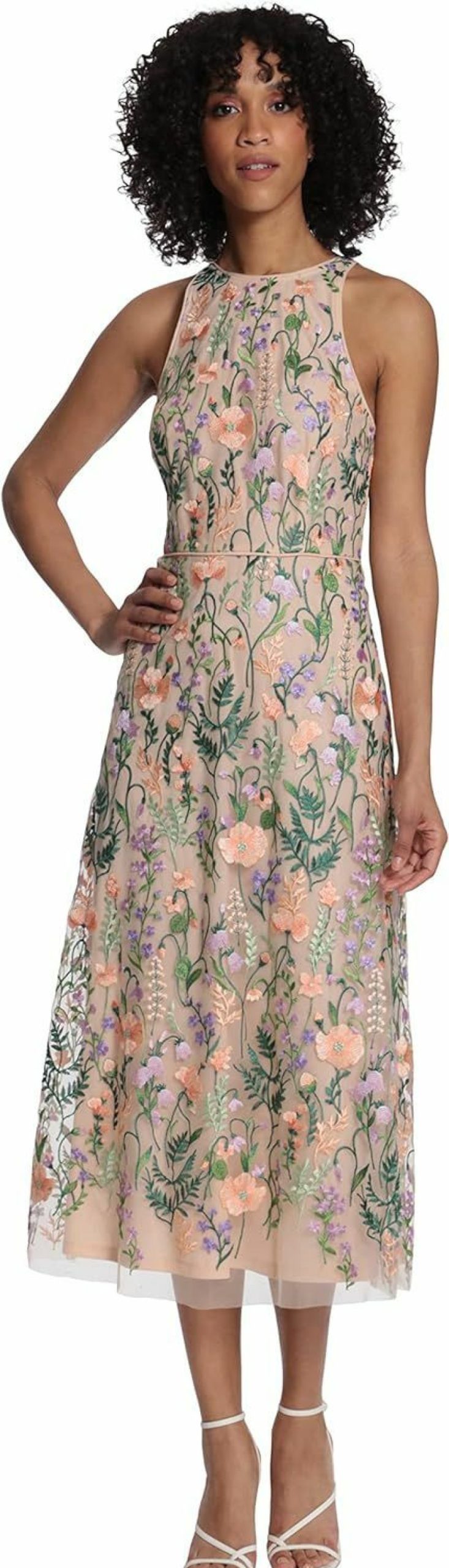 Wholesale Maggy London Maggy London Women'S Floral Embroidered Halter Midi Dress With Back V-Neck