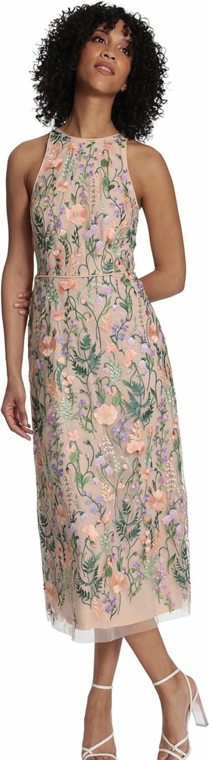 Wholesale Maggy London Maggy London Women'S Floral Embroidered Halter Midi Dress With Back V-Neck