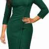 New AISIZE Aisize Women'S Retro Classy V-Neck Stretch Business Wrap Bodycon Dress