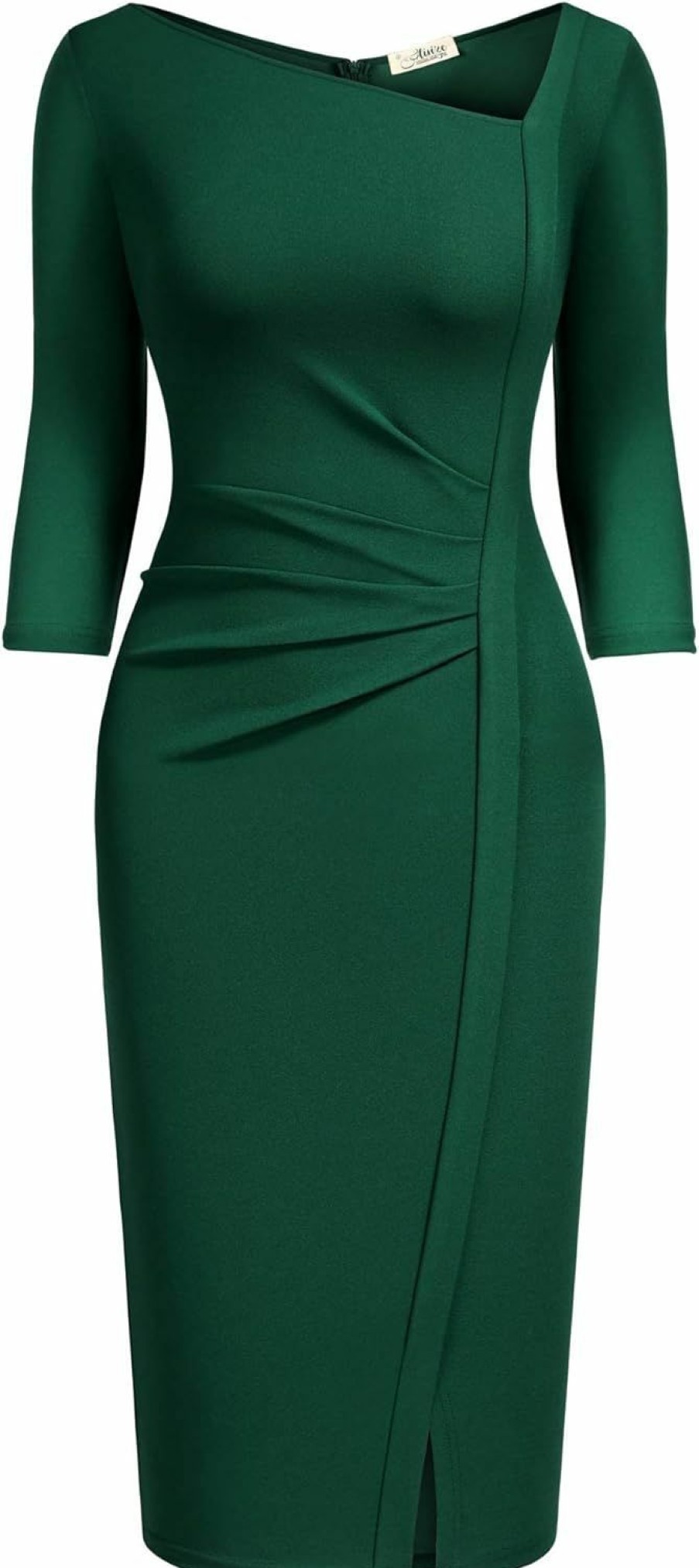 New AISIZE Aisize Women'S Retro Classy V-Neck Stretch Business Wrap Bodycon Dress