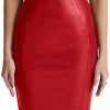 New XLLAIS Sleeveless Pu Sheath Dress Faux Leather Bodycon Midi Pencil Dress