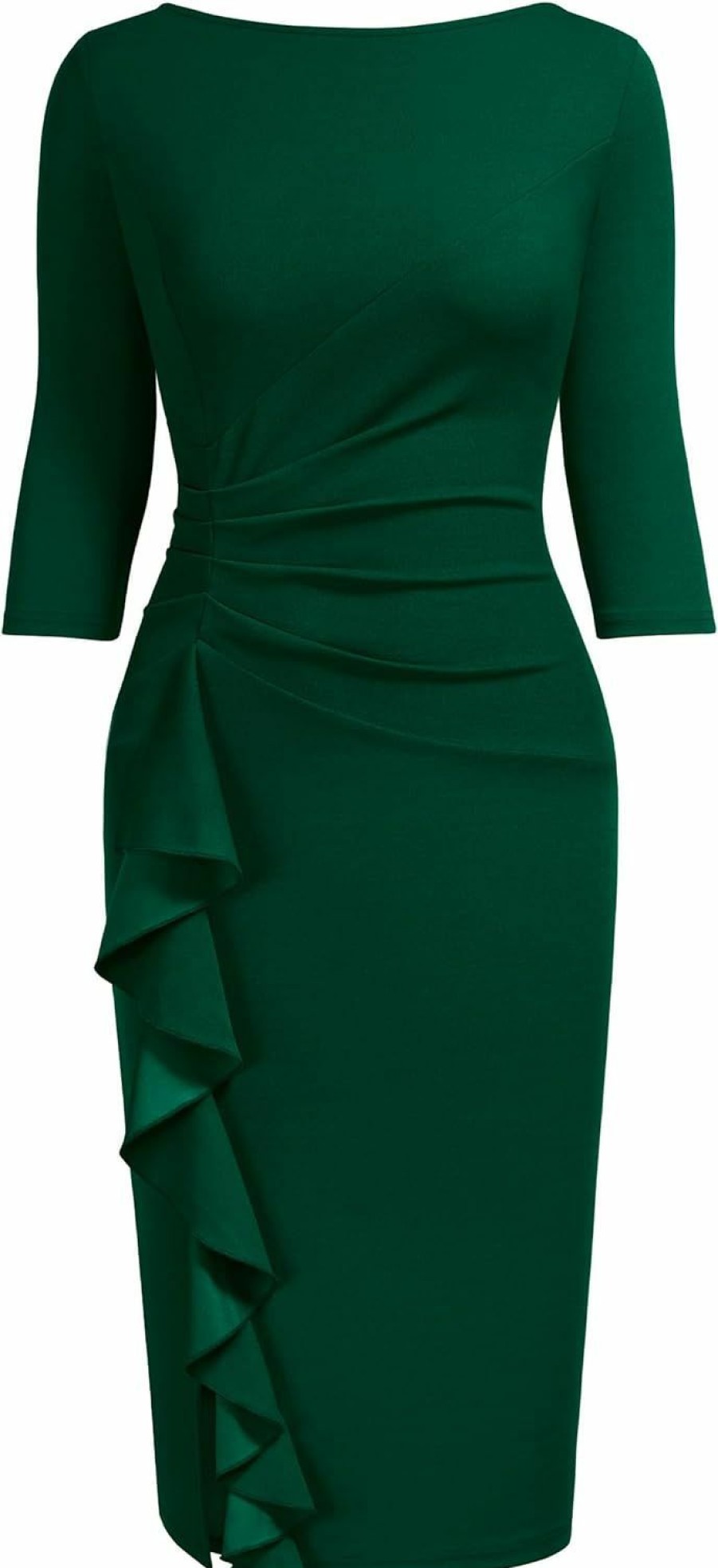 Online AISIZE Aisize Women'S Retro 3/4 Sleeve Ruched Elegant Business Pencil Sheath Dress