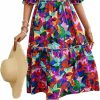 Hot PRETTYGARDEN Prettygarden Women'S Summer Casual Midi Dress Spring Puff Sleeve Square Neck A-Line Flowy Boho Floral Smocked Dresses