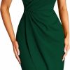 Hot Missufe Missufe Women'S Wrap V Neck Sleeveless Spaghetti Strap Ruched Bodycon Midi Slit Summer Party Cocktail Dress