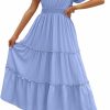 Best LILLUSORY Lillusory Womens Smocked Modest Flowy Tiered Maxi Dresses 2023 Summer Casual Short Flutter Sleeve Long Dress