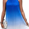 Clearance SweatyRocks Sweatyrocks Women'S Casual Sleeveless Tie Back Halter Dress Mini Swing Pleated A-Line Loose Dress