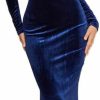 Hot Giffniseti Women'S Velvet Off The Shoulder Mermaid Evening Dresses Long Sleeves Formal Gowns