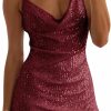 Hot Sidefeel Sidefeel Women'S Square Neck Bodice Dress Sequin Glitter Sexy Spaghetti Strap Sleeveless Backless Bodycon Mini Dresses