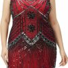 Clearance BABEYOND Babeyond Women'S Plus Size Flapper Dresses 1920S V Neck Beaded Fringed Great Gatsby Dress