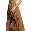 New R.Vivimos R.Vivimos Womens Summer Cotton Sexy Backless Long Dresses