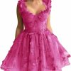 Online LECOYOYO 3D Butterflies Tulle Homecoming Dress Laces Applique Short Prom Dress Sweetheart Cocktail Party Gowns