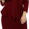 Online LALAGEN Lalagen Women'S Plus Size Long Sleeve Peplum Tie Neck Bodycon Pencil Midi Dress