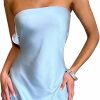 Clearance LYANER Lyaner Women'S Satin Silk Hollow Out Back Strapless Tube Bodycon Club Mini Dress