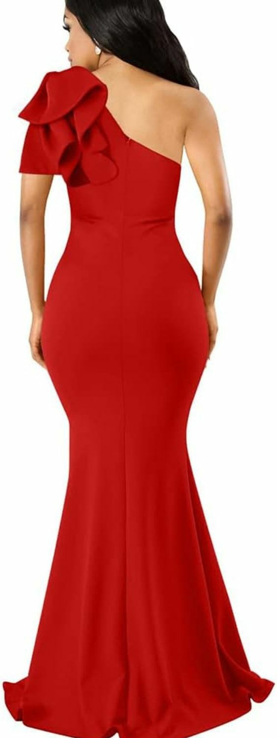 Online YMDUCH Ymduch Women'S Sexy Sleeveless One Shoulder Ruffle High Split Party Evening Long Formal Dress