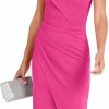 Online Caracilia Caracilia Women'S Summer One Shoulder Sleeveless Ruched Slit Split Dress Sexy Bodycon Midi Formal Party Dresses