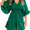 Clearance Realipopo Women Wrap V Neck Dress Sexy Summer Causal Short Sleeve Elegant Ruffle Flowy Mini Dresses