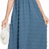 Best Simplee Apparel Simplee Womens Boho Maxi Dress Summer Wedding Guest Short Sleeve V Neck Swiss Dot Flowy Dresses