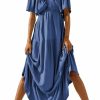 Clearance Acelitt Acelitt Women Casual V Neck Short Sleeve Tiered Long Maxi Dress,S-Xxl