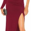 New Aigeman Aigeman Womens One Shoulder Maxi Dress Long Sleeve Cocktail Party Dress Bodycon Ruched Split Thigh Formal Dress 218