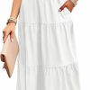 Online Aovenlia Summer Dresses For Women 2024 Casual Midi Dress With Pockets Boho Crew Neck Elastic Waist Smocked Tiered Dress