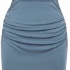 Hot GRACE KARIN Grace Karin Women'S Ruched Bodycon Dress Mesh Long Sleeve Front Drape Patchwork Crew Neck Midi Cocktail Dress