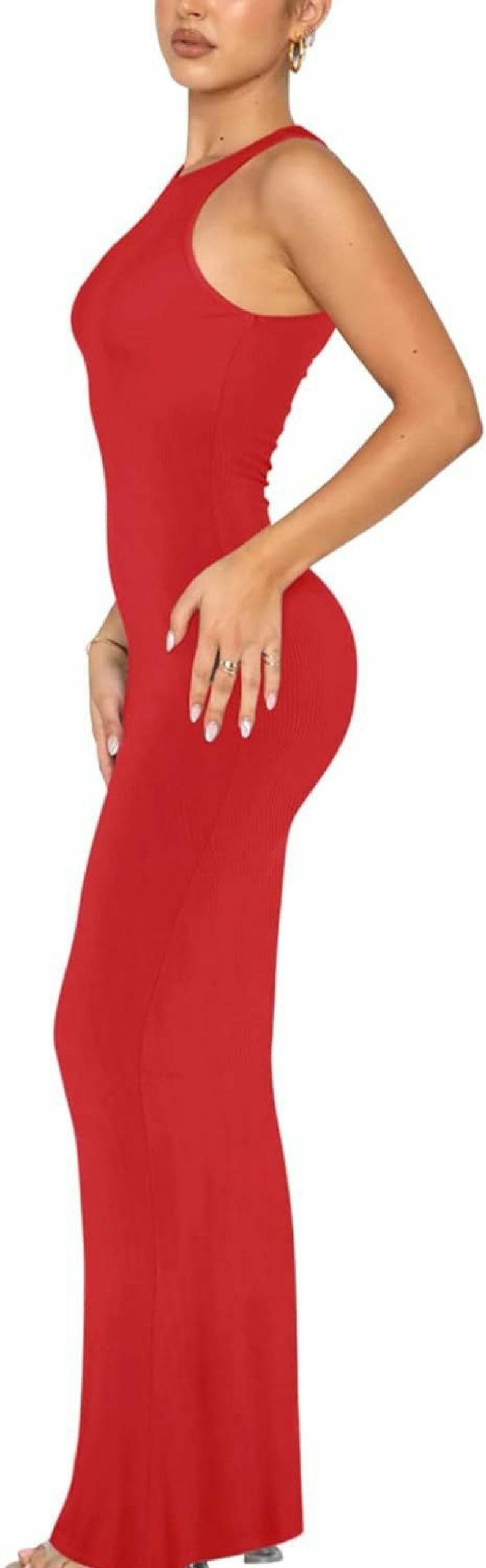 New REORIA Reoria Women'S Summer Sexy Lounge Tank Long Dress Elegant Sleeveless Halter Neck Bodycon Maxi Dresses