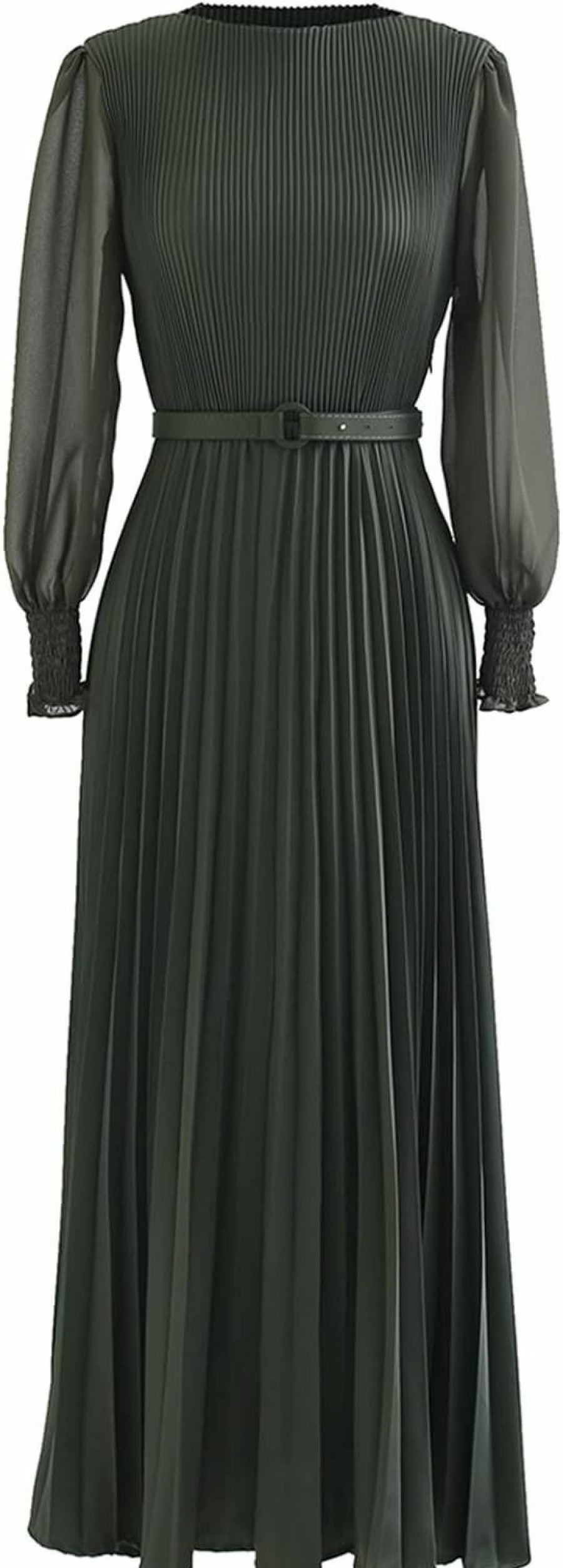 Hot CHICWISH Chicwish Women'S Lilac/Yellow/Dark Green/Tan Full Pleated Belted Maxi Dress