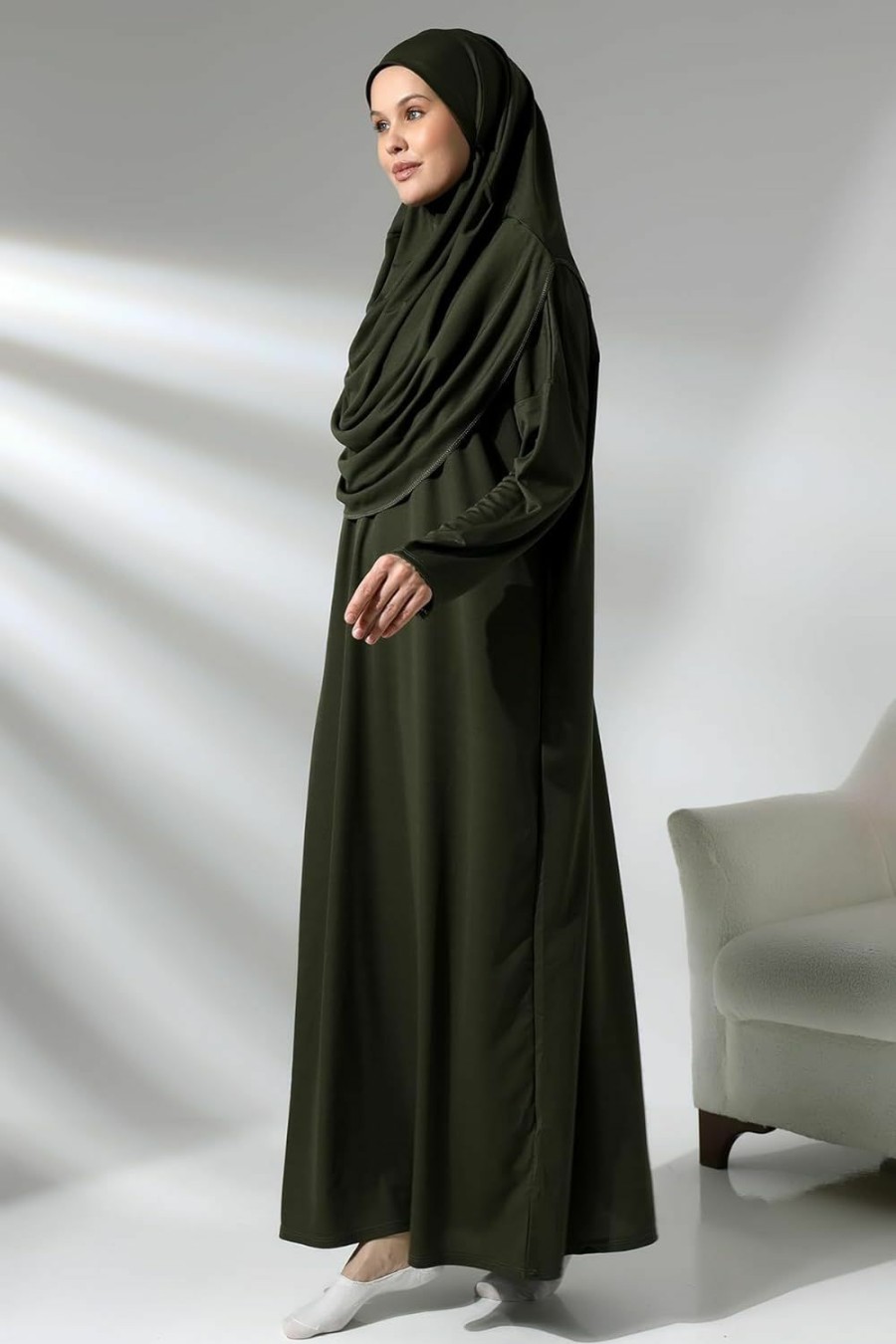 Online ihvan online Muslim Dresses For Women, One-Piece Long Sleeve Islamic Prayer Dress & Prayer Rug & Beads, Islamic Set