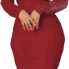 Best Cololura Cololura Women Elegant Floral Lace Patchwork Long Sleeve Evening Gown Party Cocktail Bodycon Dress