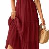 Hot Arach&Cloz Arach&Cloz Womens 2024 Spring Summer Maxi Dress Boho Flutter Short Sleeve Tiered V Neck Ruffle Vacation Outfits Long Dresses