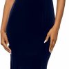 Best Betsy & Adam Betsy & Adam Women'S Long Velvet Sleeveless One Cold Shoulder Stretch Sheath Gown